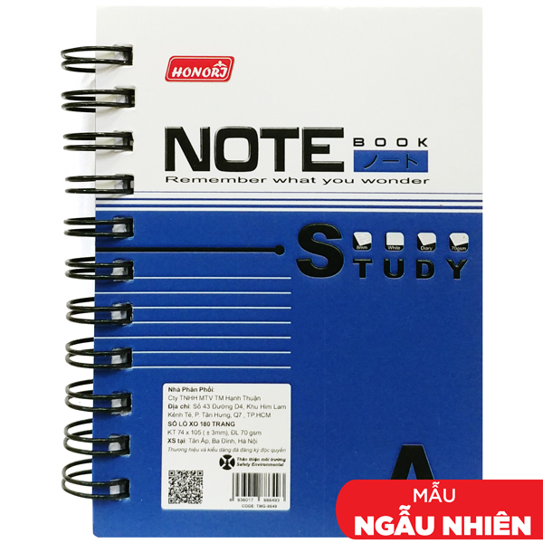 Sổ Lò Xo A7 Kẻ Ngang 180 Trang - Honori 8649 (Mẫu Màu Giao Ngẫu Nhiên)