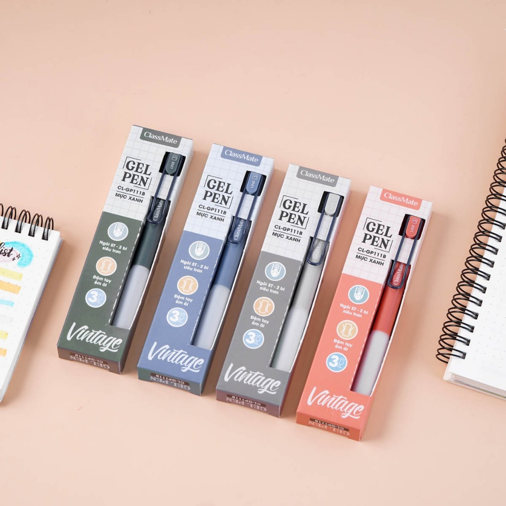Bút Gel Bấm Vintage 0.5 mm - ClassMate CL-GP111B - Mực Xanh - Thân Bút ...