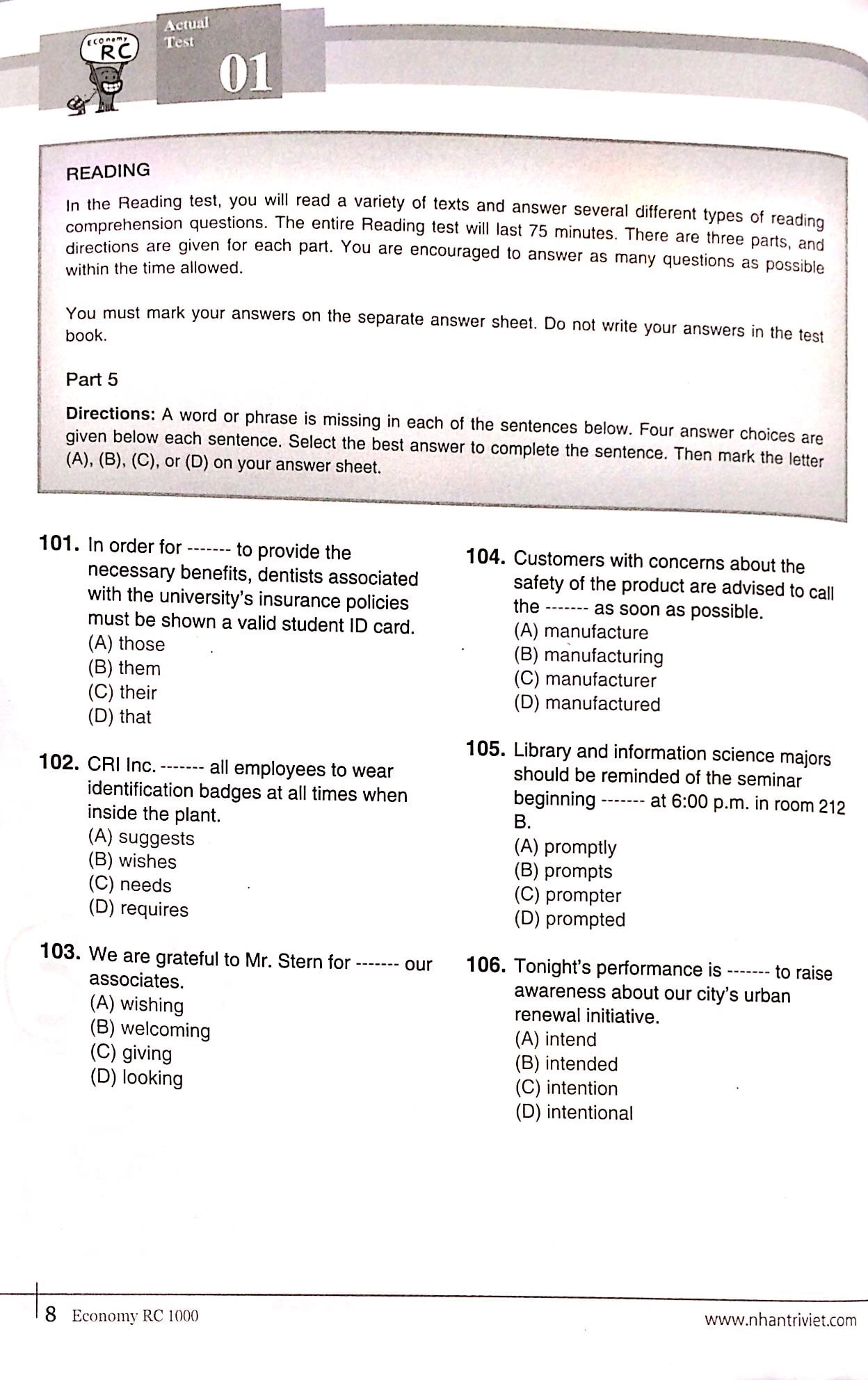 Tải sách Economy TOEIC RC1000 Vol 2 PDF đọc ebook online, epub online, nghe sách nói audio miễn phí.