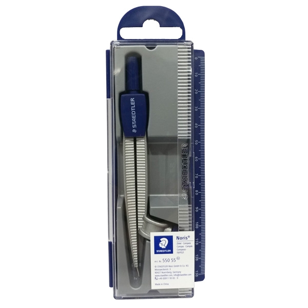 Staedtler 550 55 School Compass – With Universal Adapter For Pens & Pencils, Draws Circles Up To 300mm