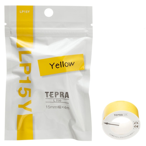 Băng In Nhãn Dán 15 mm x 4 m Tepra Lite - King Jim LP15Y - Màu Vàng