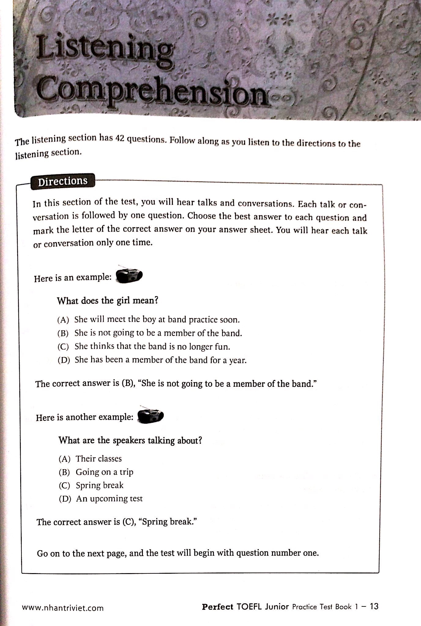 Bộ Perfect TOEFL Junior_Practice Test_Book 1 CD PDF