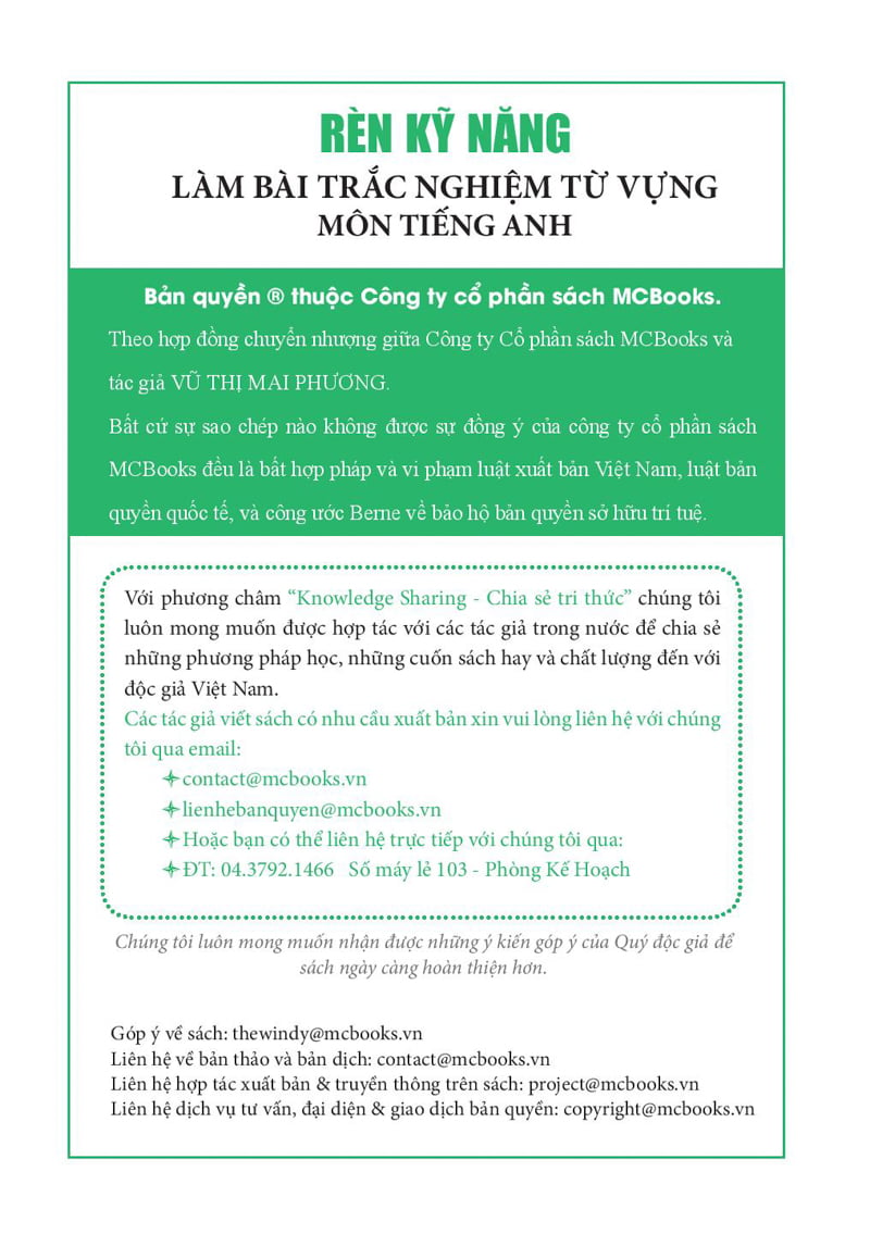 Rèn Kỹ Năng Làm Bài Trắc Nghiệm Từ Vựng Môn Tiếng Anh PDF Rèn Kỹ Năng Làm Bài Trắc Nghiệm Từ Vựng Môn Tiếng Anh PDF
