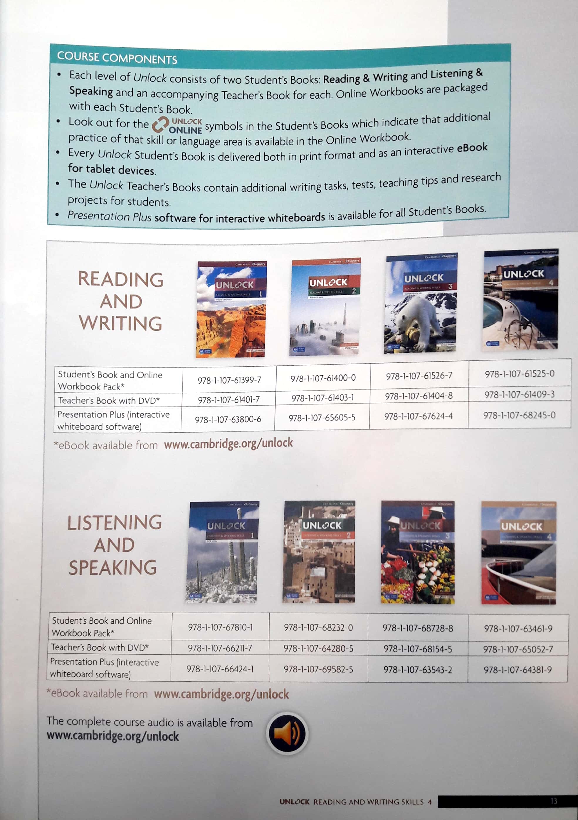 Unlock Level 4 Reading and Writing Skills Student's Book and Online