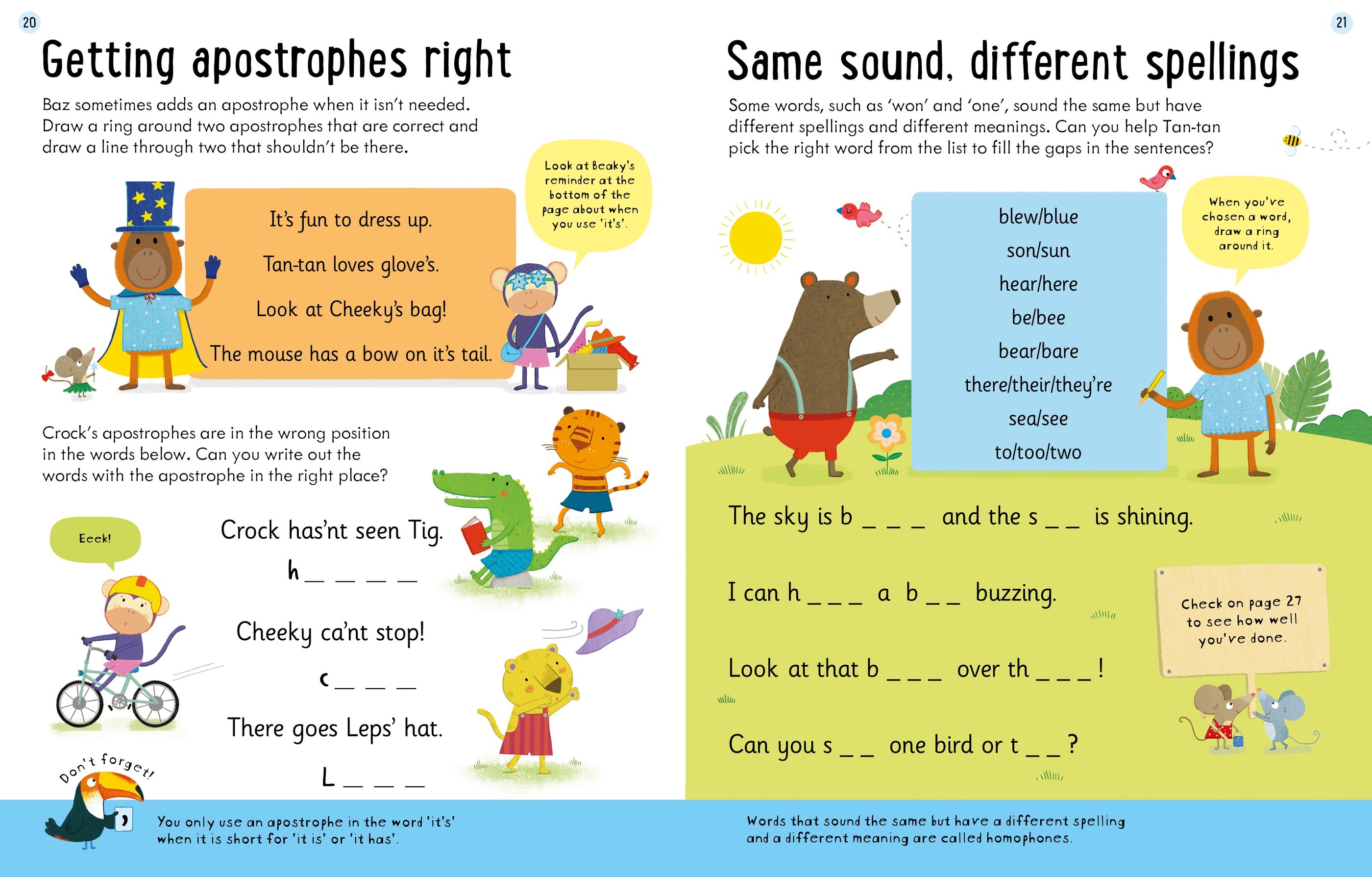 Usborne spelling workbook for ages 6-7.