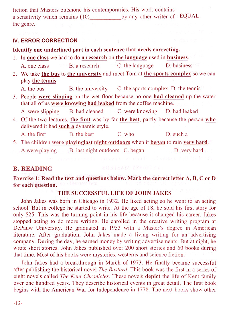 Tải sách Bài Tập Tiếng Anh - English Workbook 12 PDF đọc ebook online, epub online, nghe sách nói audio miễn phí.