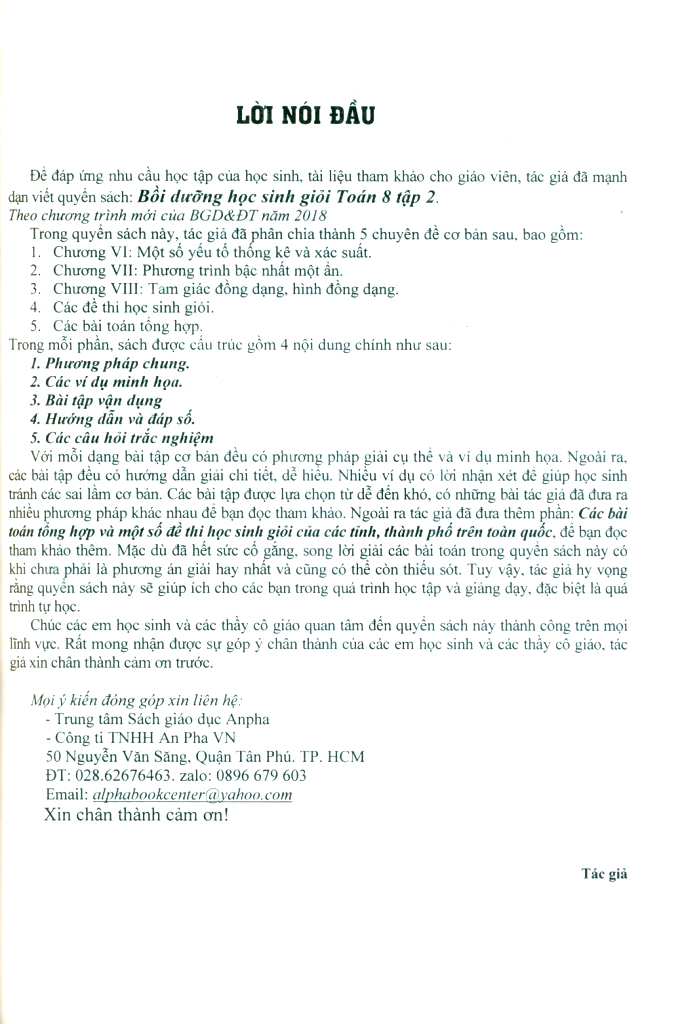 Tải sách Bồi Dưỡng Học Sinh Giỏi Toán 8 - Tập 2 PDF đọc ebook online, epub online, nghe sách nói audio miễn phí.