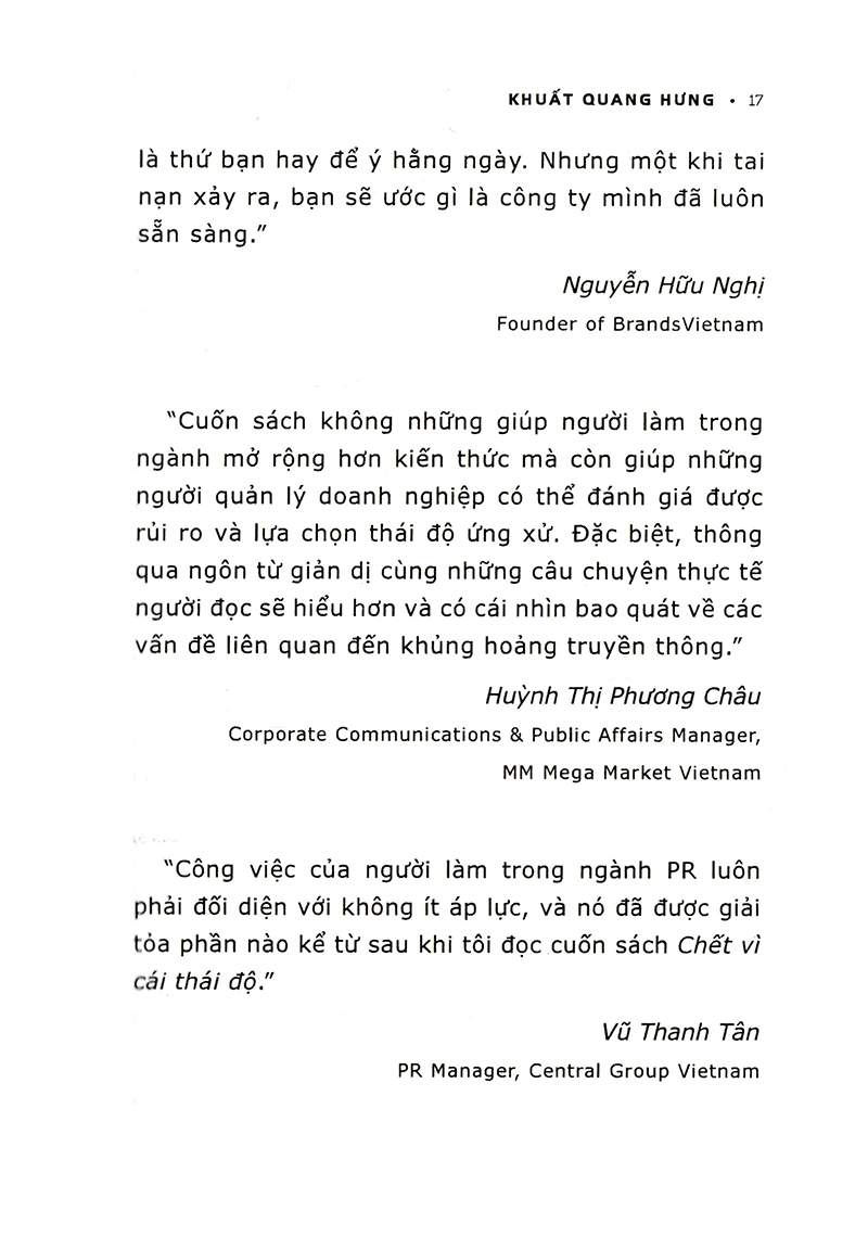 Chết Vì Cái Thái Độ - Những Điều Bạn Chưa Biết Về Quản Trị Danh Tiếng Và Xử Lý Khủng Hoảng PDF Chết Vì Cái Thái Độ - Những Điều Bạn Chưa Biết Về Quản Trị Danh Tiếng Và Xử Lý Khủng Hoảng PDF
