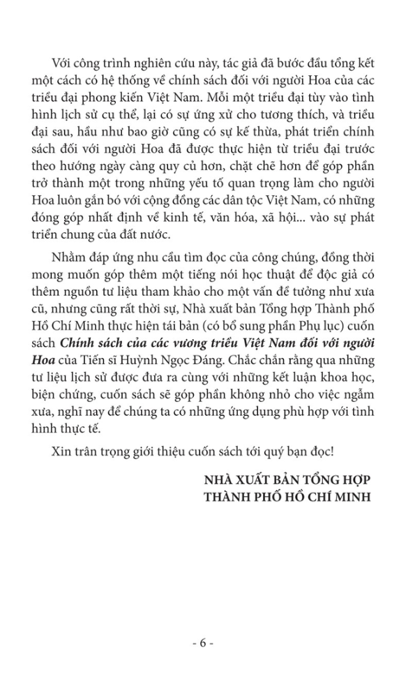 Chính Sách Của Các Vương Triều Việt Nam Đối Với Người Hoa PDF Chính Sách Của Các Vương Triều Việt Nam Đối Với Người Hoa PDF