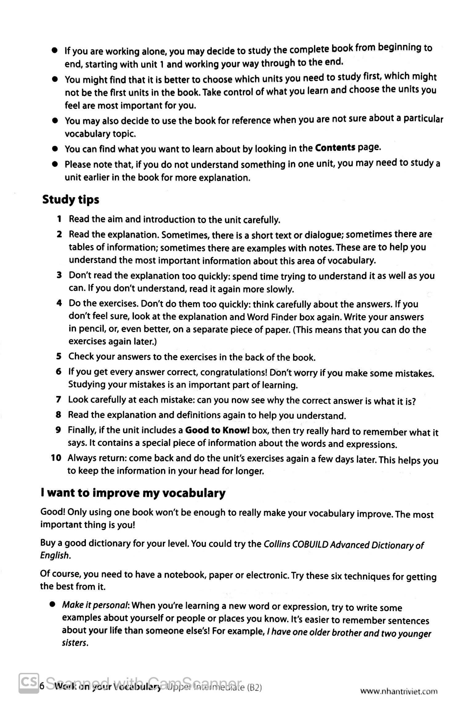 Sách Collins Work On Your Vocabulary Upper Intermediate (B2)