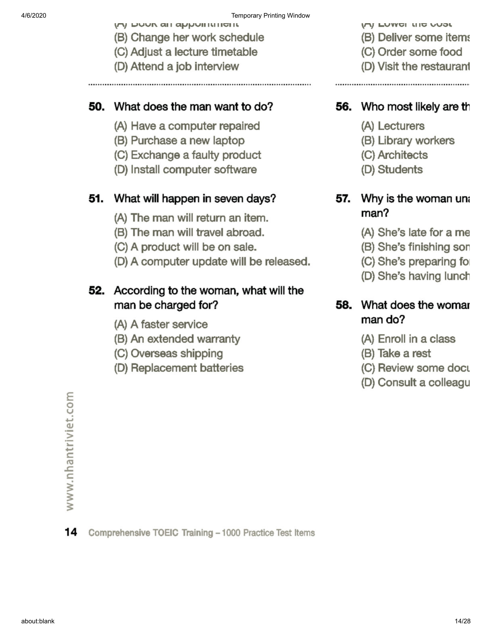 Comprehensive Toeic Training 1000 Practice Test Items Vol 2 - Kèm CD PDF Comprehensive Toeic Training 1000 Practice Test Items Vol 2 - Kèm CD PDF