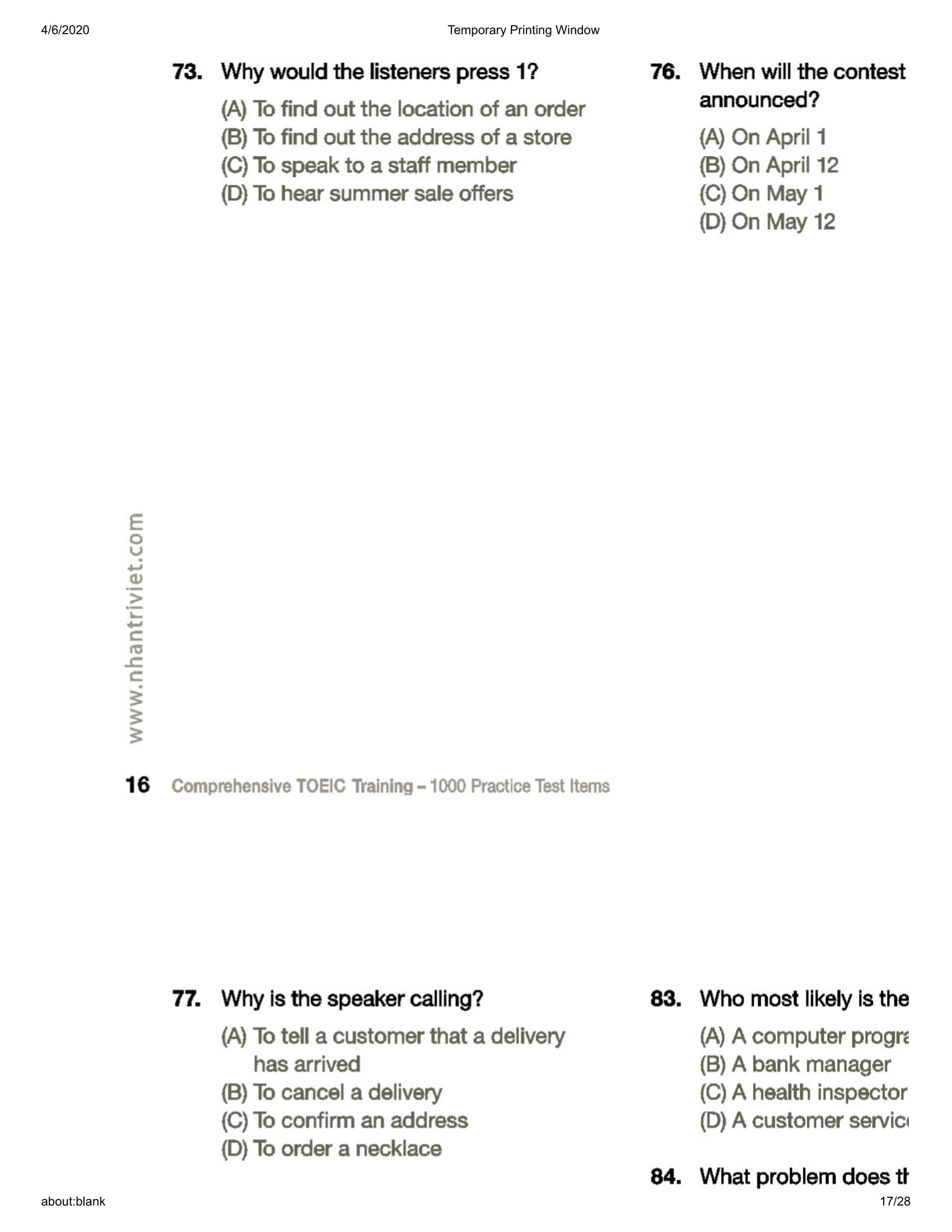 Comprehensive Toeic Training 1000 Practice Test Items Vol 2 - Kèm CD PDF Comprehensive Toeic Training 1000 Practice Test Items Vol 2 - Kèm CD PDF