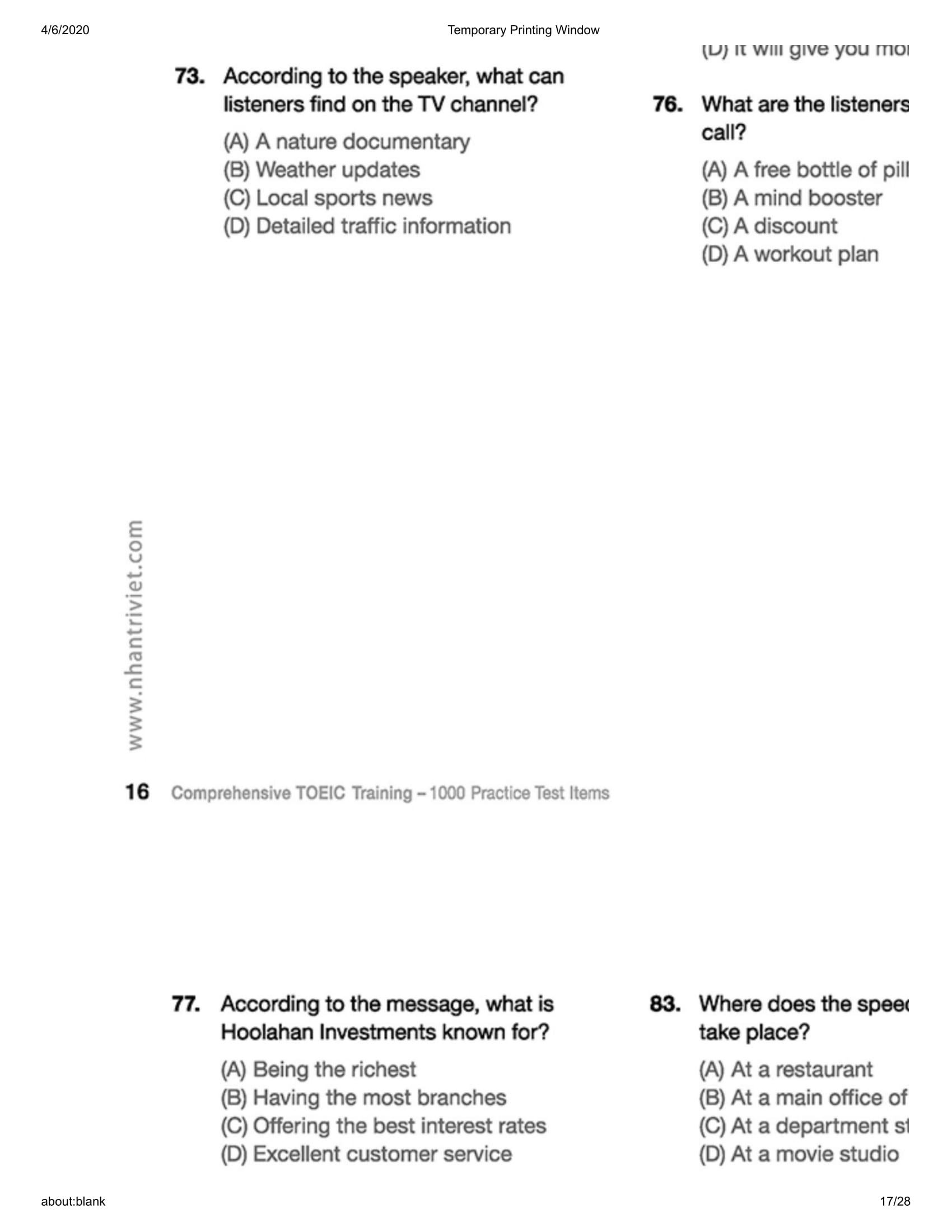 Bộ Comprehensive Toeic Training 1000 Practice Test Items (Vol 3) - Kèm CD PDF đọc ebook online, epub online, nghe sách nói audio miễn phí tại reds.vn. Bộ Comprehensive Toeic Training 1000 Practice Test Items (Vol 3) - Kèm CD PDF đọc ebook online, epub online, nghe sách nói audio miễn phí.