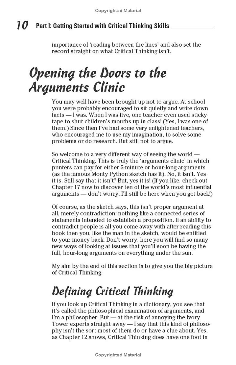 Critical Thinking Skills For Dummies