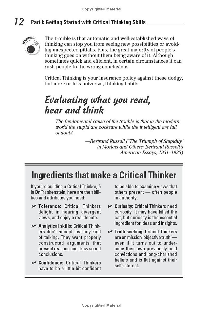 Critical Thinking Skills For Dummies
