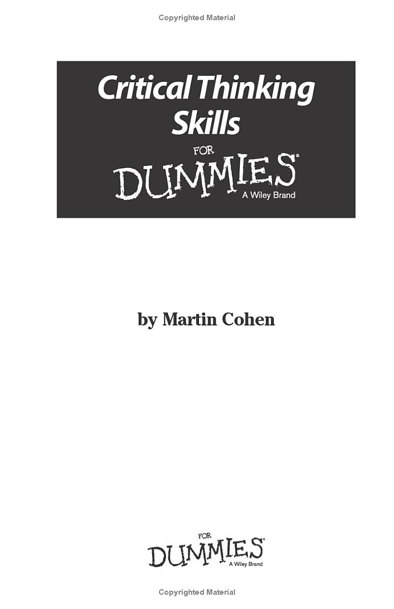 Critical Thinking Skills For Dummies