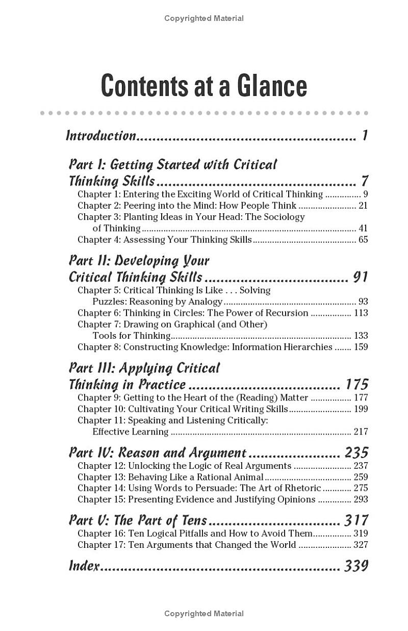 Critical Thinking Skills For Dummies