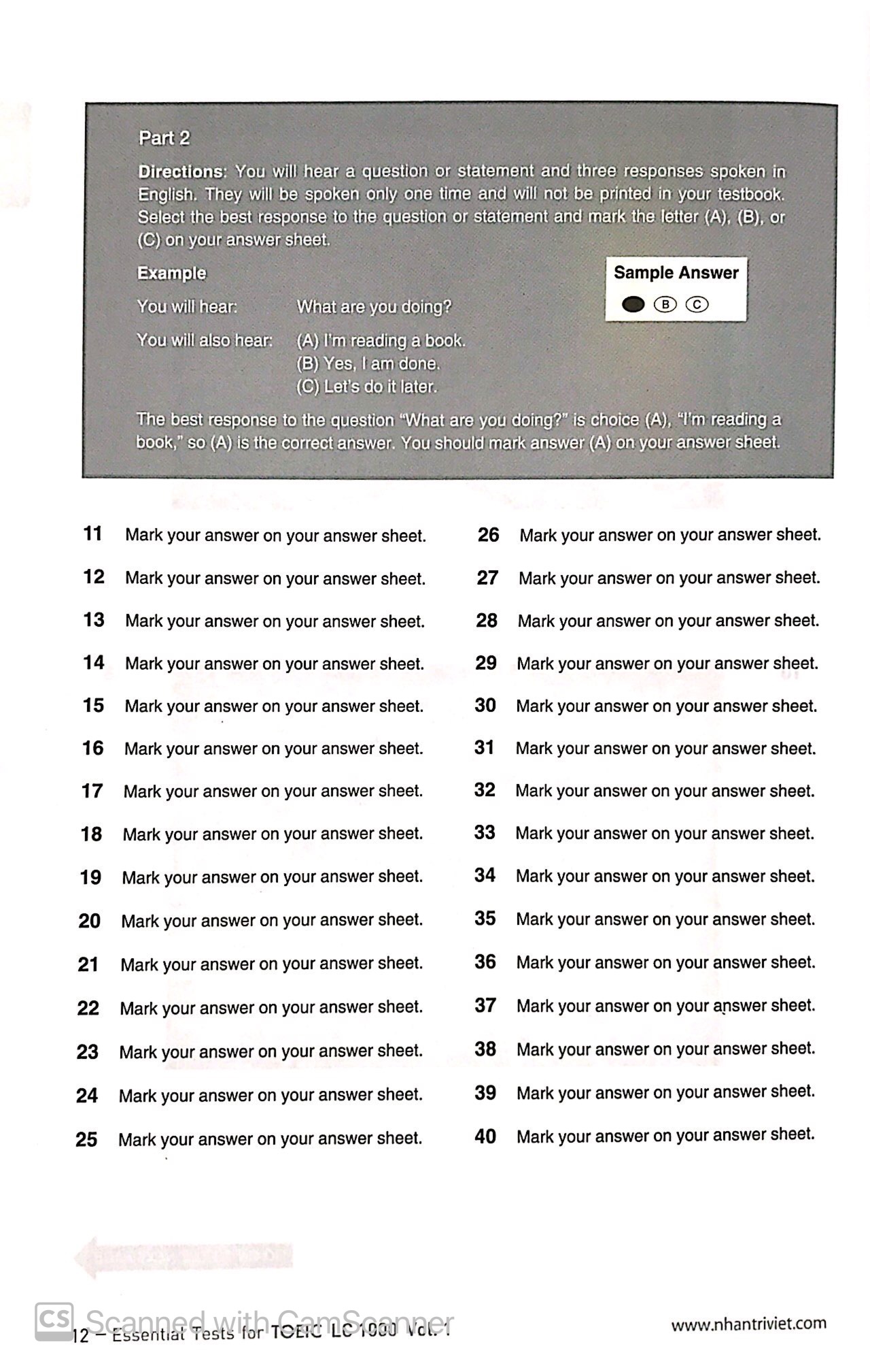 Bộ Essential Test For TOEIC LC 1000 Vol 1 Kèm CD PDF