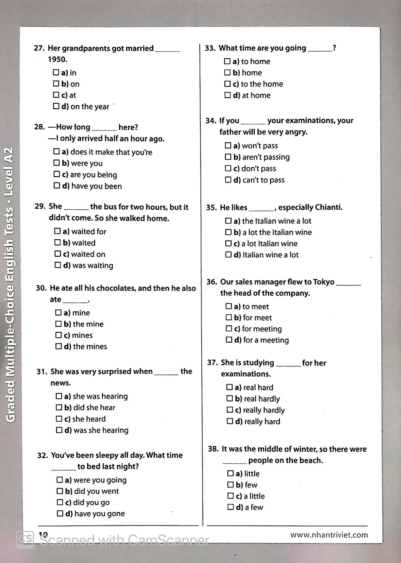 Graded Multiple - Choice English Test Level A2 Không CD PDF - YDS.EDU.VN