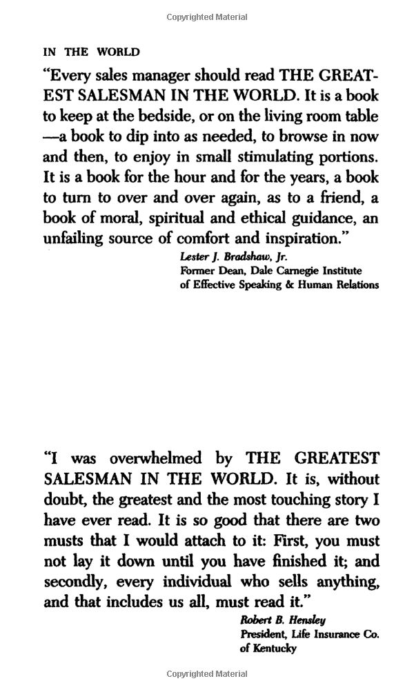 Greatest Salesman In The World PDF đọc ebook online, epub online, nghe sách nói audio miễn phí. Greatest Salesman In The World PDF đọc ebook online, epub online, nghe sách nói audio miễn phí.
