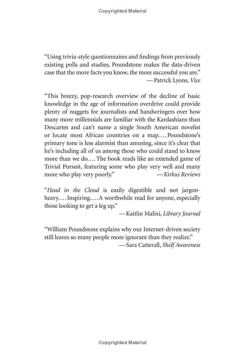 Head In The Cloud Why Knowing Things Still Matters When Facts Are So