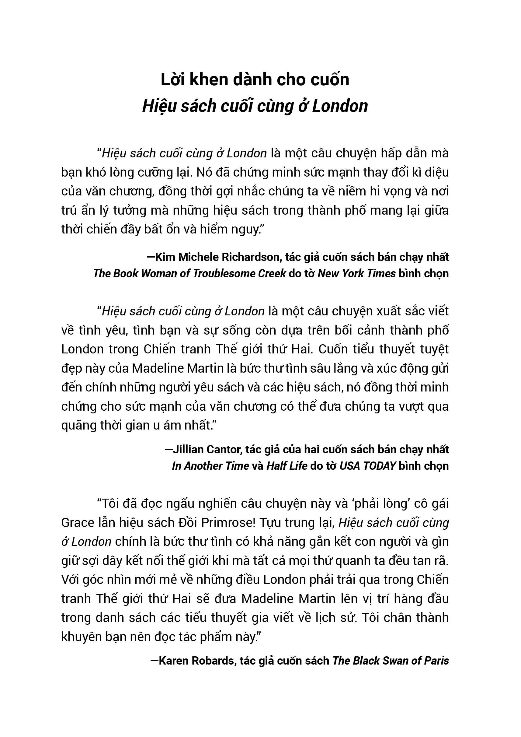 Hiệu Sách Cuối Cùng Ở London - Tiểu Thuyết Về Chiến Tranh Thế Giới Thứ Hai PDF đọc ebook online, epub online, nghe sách nói audio miễn phí.