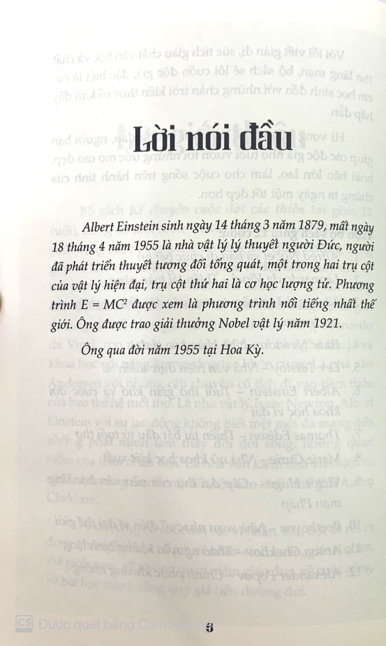 Kể Chuyện Cuộc Đời Các Thiên Tài: Albert Einstein - Tuổi Thơ Gian Khó Và Cuộc Đời Khoa Học Vĩ Đại PDF đọc ebook online, epub online, nghe sách nói audio miễn phí. Tải sách Kể Chuyện Cuộc Đời Các Thiên Tài: Albert Einstein - Tuổi Thơ Gian Khó Và Cuộc Đời Khoa Học Vĩ Đại PDF đọc ebook online, epub online, nghe sách nói audio miễn phí.