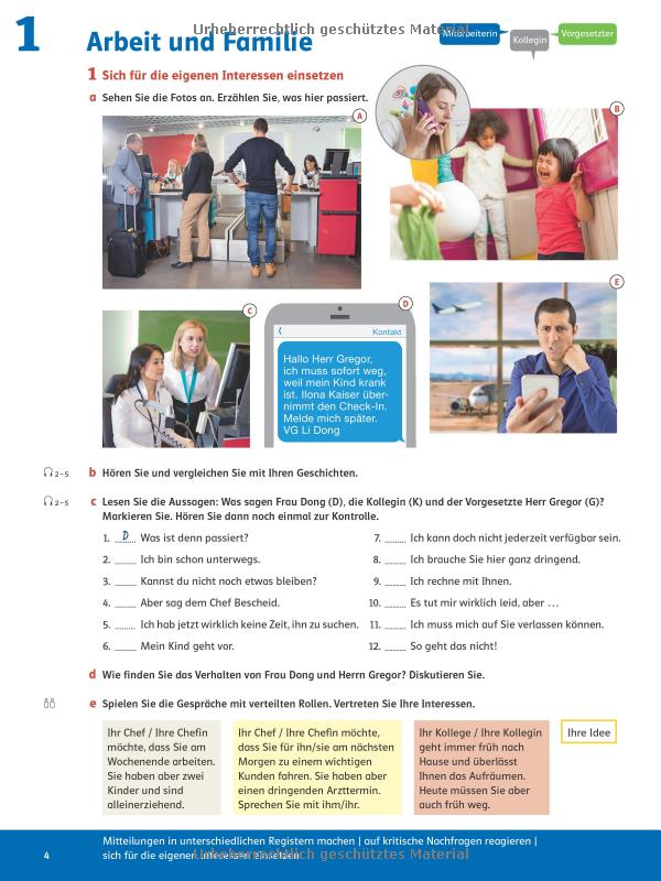 Linie 1 Beruf B2 Kurs Und übungsbuch Lösungen Linie 1 Beruf B2: Situationen, Redemittel, Wortschatz. Kurs- und