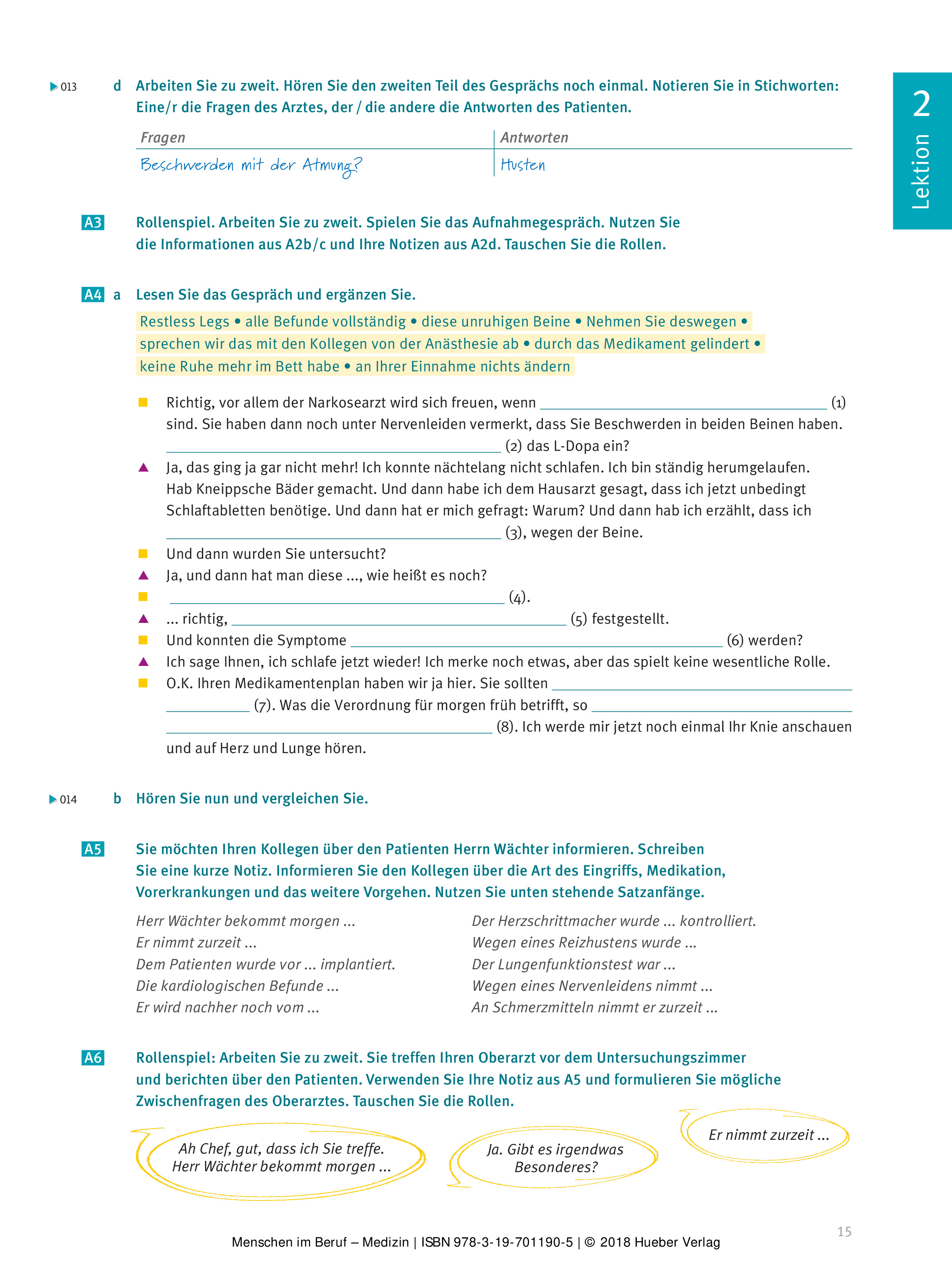 Menschen im Beruf - Medizin: Deutsch als Fremdsprache / Kursbuch mit