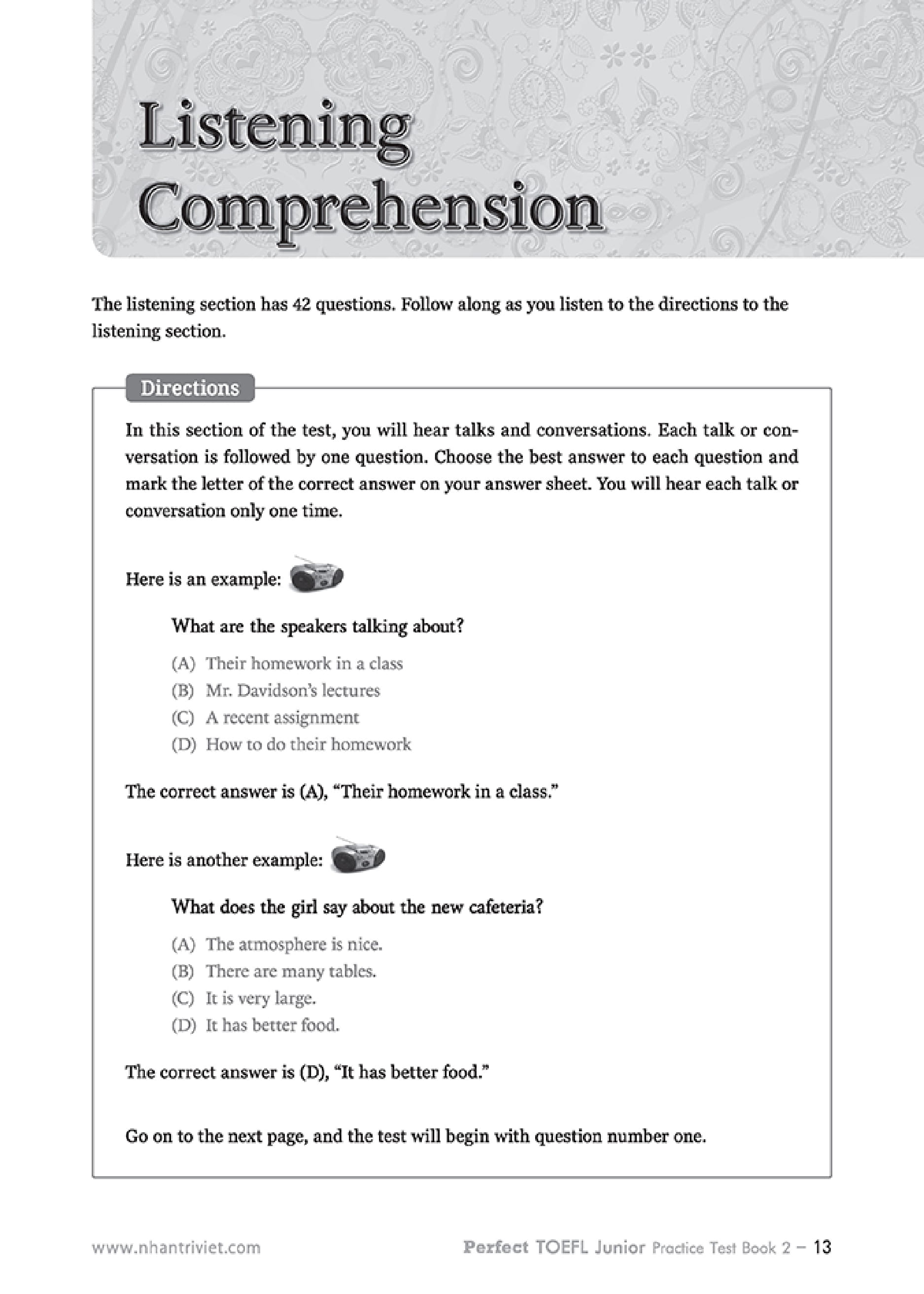 Bộ Perfect TOEFL Junior Practice Test - Book 2 CD PDF Bộ Perfect TOEFL Junior Practice Test - Book 2 CD PDF