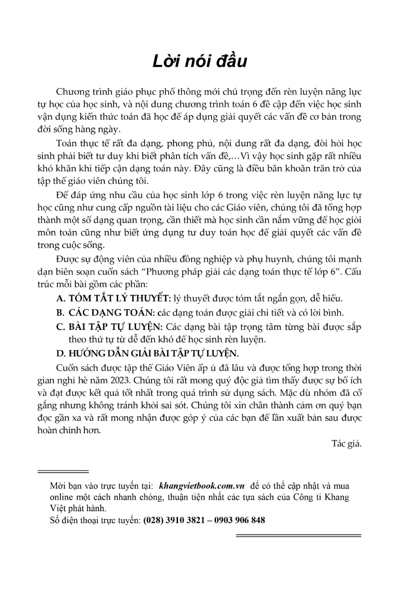 Tải sách Phương Pháp Giải Các Dạng Toán Thực Tế 6 PDF đọc ebook online, epub online, nghe sách nói audio miễn phí.