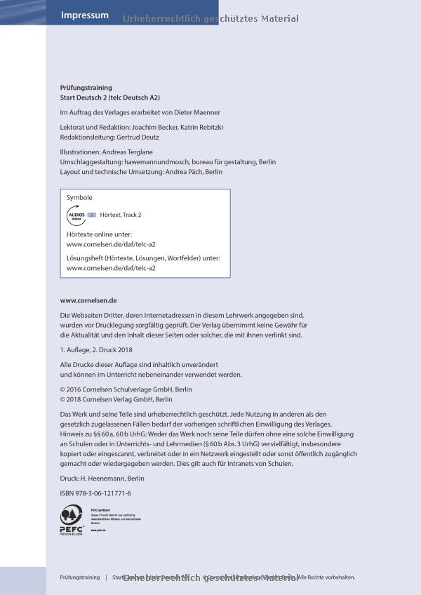Prufungstraining DaF : Start Deutsch 2 - telc Deutsch A2 - Ubungsbuch