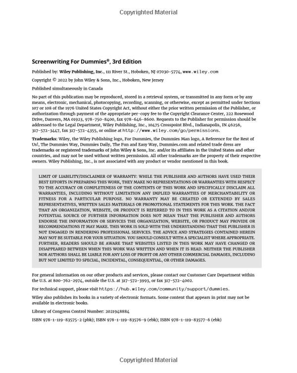 Screenwriting For Dummies 3rd Edition