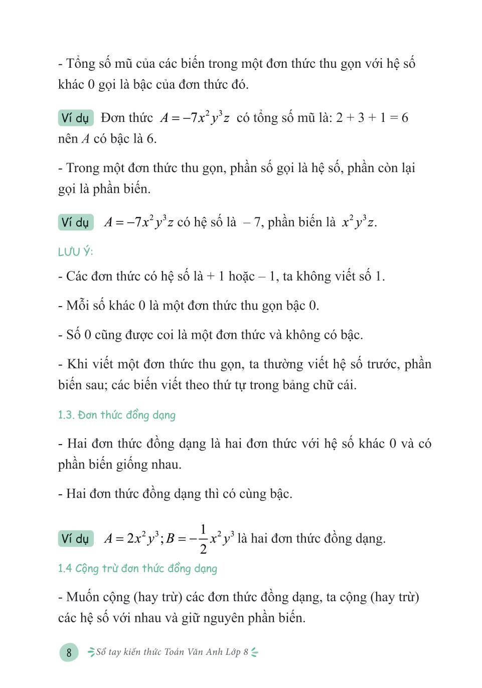 Tải sách Sổ Tay Kiến Thức Toán Văn Anh Lớp 8 PDF đọc ebook online, epub online, nghe sách nói audio miễn phí.