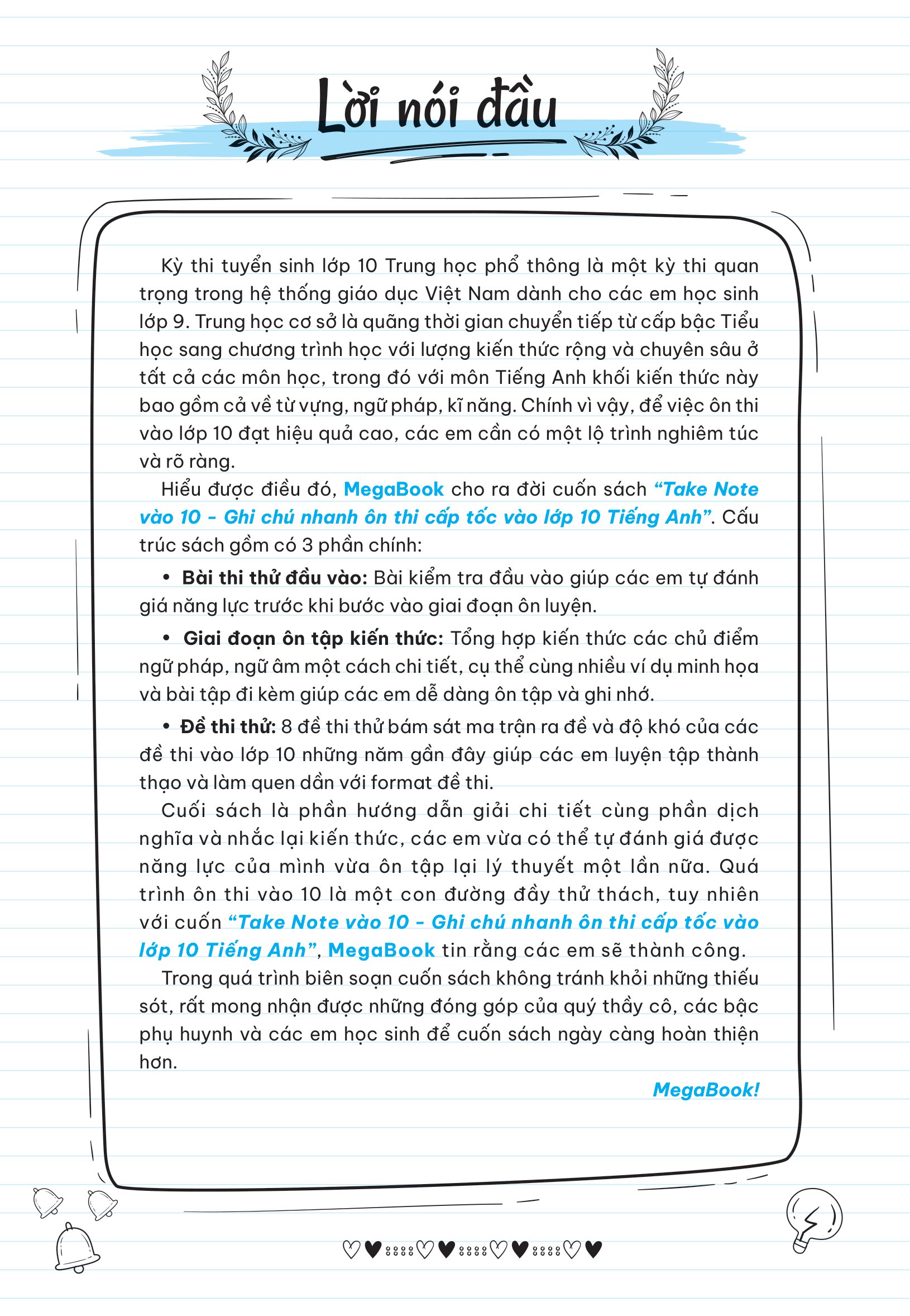Tải sách Take Note Vào 10 - Ghi Chú Nhanh Ôn Thi Cấp Tốc Vào Lớp 10 - Tiếng Anh PDF đọc ebook online, epub online, nghe sách nói audio miễn phí.