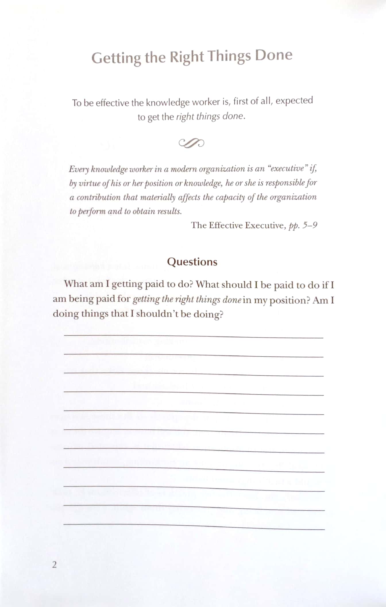 The effective executive in action a journal for getting the right
