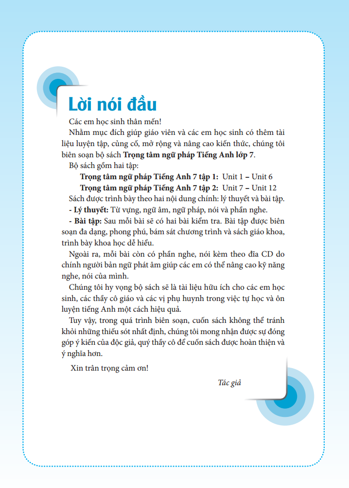The Langmaster - Trọng Tâm Ngữ Pháp Tiếng Anh Lớp 7 - Tập 1 PDF đọc ebook online, epub online, nghe sách nói audio miễn phí. The Langmaster - Trọng Tâm Ngữ Pháp Tiếng Anh Lớp 7 - Tập 1 PDF đọc ebook online, epub online, nghe sách nói audio miễn phí.