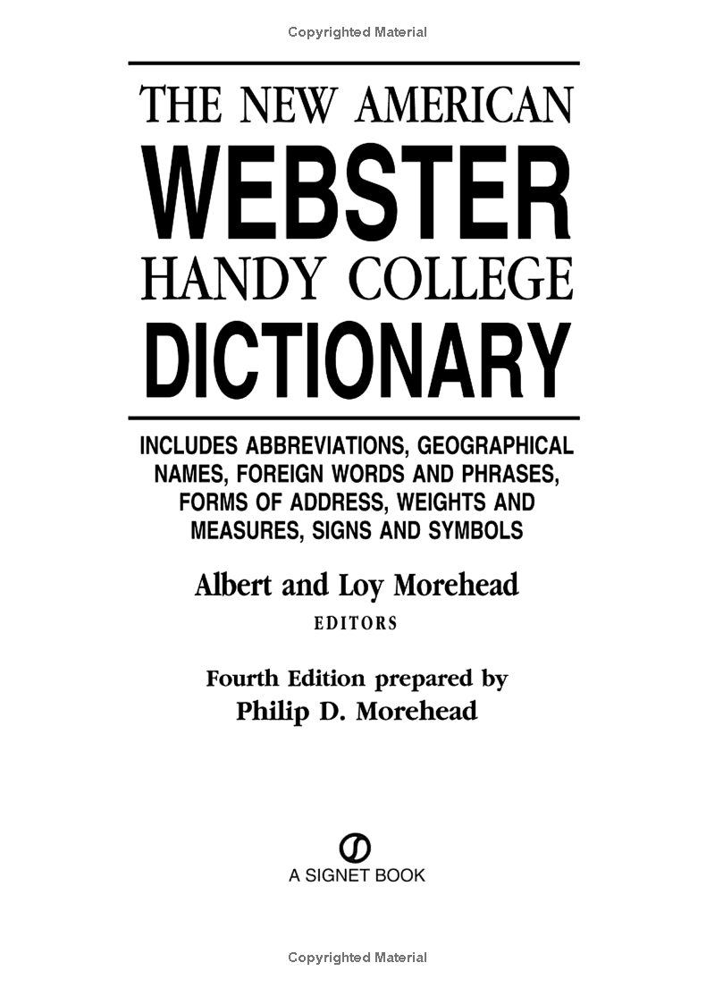 The New American ster Handy College Dictionary 4th Edition
