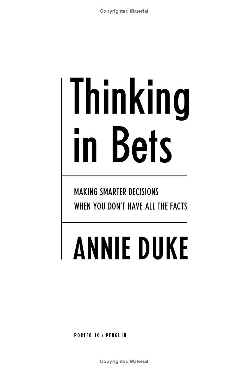 Thinking In Bets PDF đọc ebook online, epub online, nghe sách nói audio miễn phí. Thinking In Bets PDF đọc ebook online, epub online, nghe sách nói audio miễn phí.