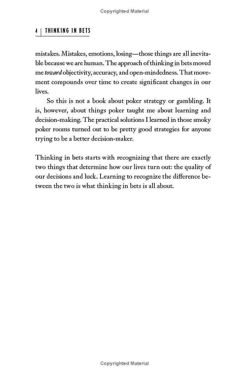 Thinking In Bets PDF đọc ebook online, epub online, nghe sách nói audio miễn phí. Thinking In Bets PDF đọc ebook online, epub online, nghe sách nói audio miễn phí.