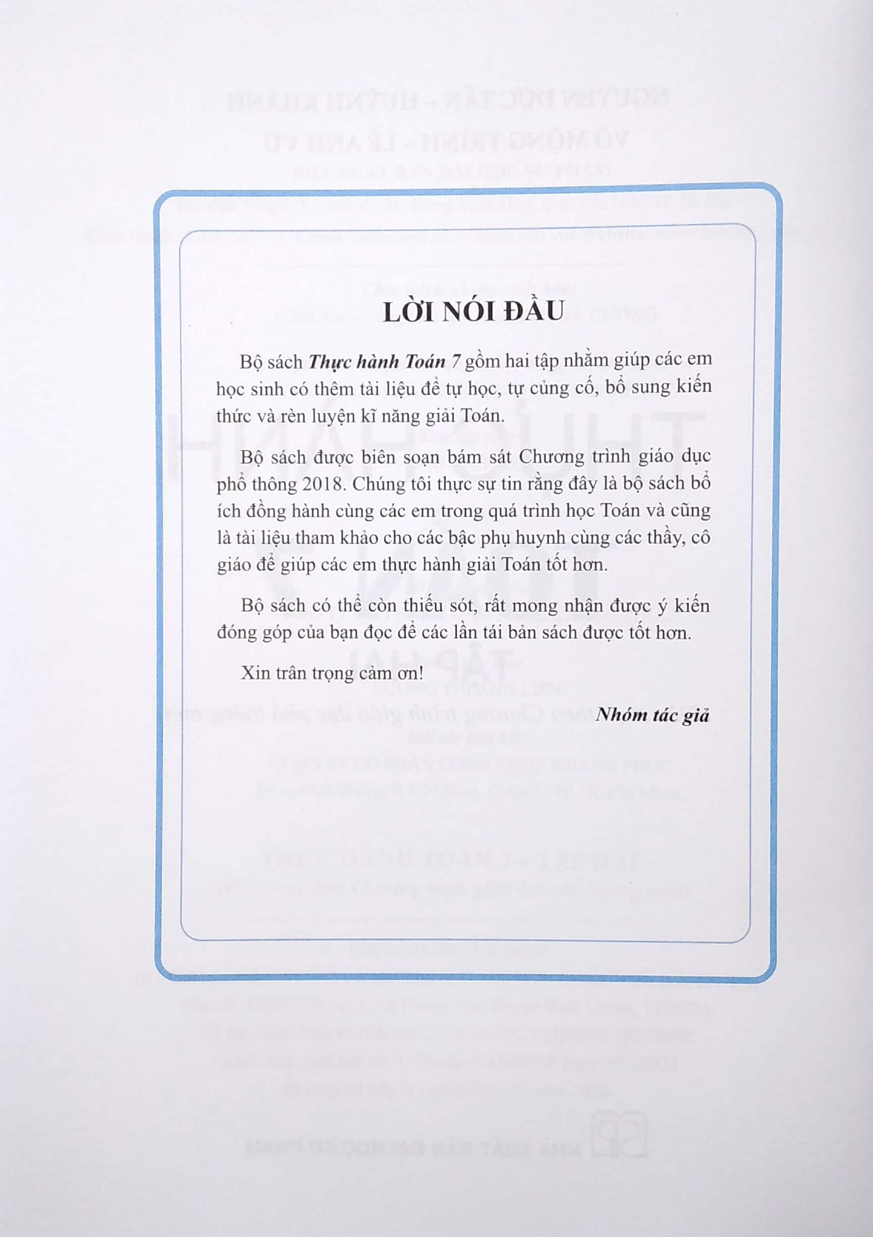 Thực Hành Toán Lớp 7 - Tập 2 (Biên Soạn Theo Chương Trình Giáo Dục Phổ Thông Mới) PDF đọc ebook online, epub online, nghe sách nói audio miễn phí.